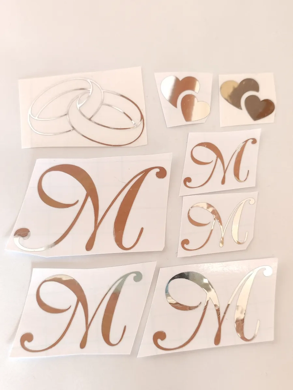 Наклейки свадебные буквы зеркальное серебро инициалы " М "