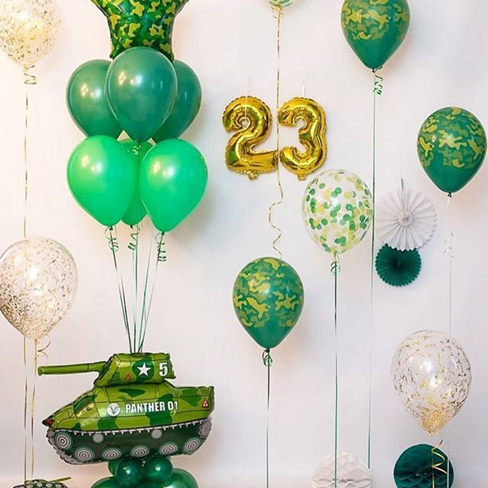 Шар с клапаном (16"/41 см) Цифра, 2, Золото