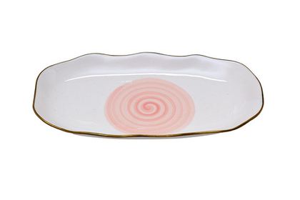 Тарелка овальная 30см Garda Decor Mistero розовая