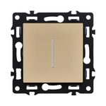 Выключатель 1-клавишный 10А/250В с LED подсветкой, золотой Kollinger Asthetik AS-007GD