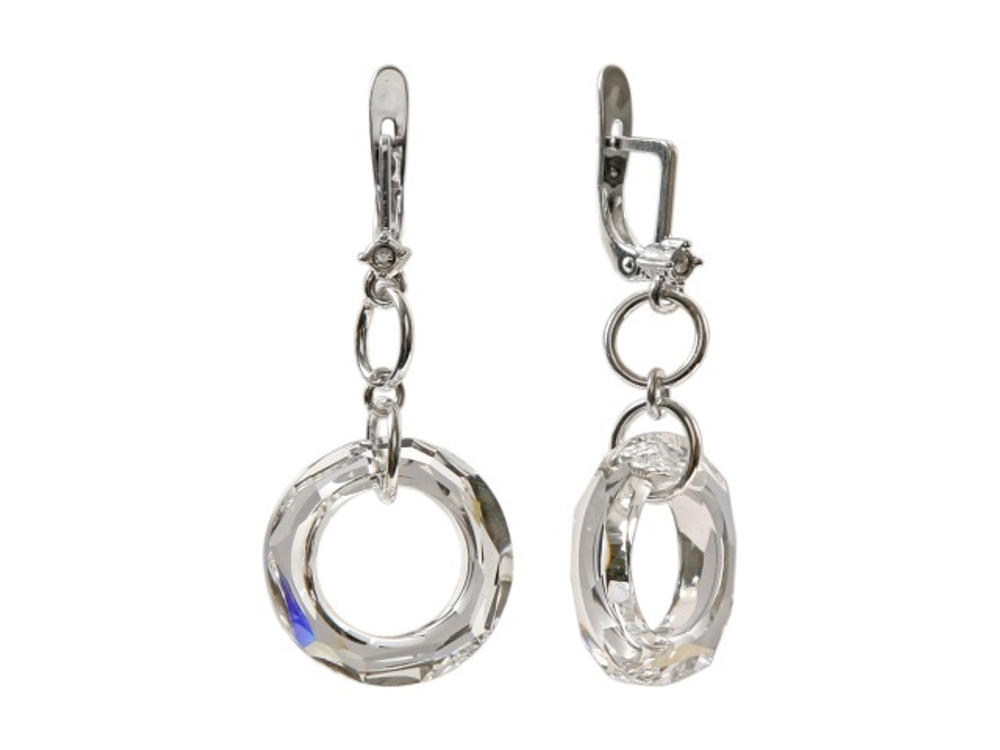 "Куллиан" серьги в родиевом покрытии из коллекции "Бриллианты" от Jenavi  с английским замком