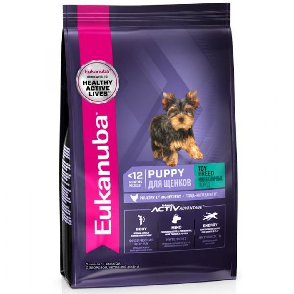 Сухой корм Eukanuba Puppy Toy Breed &amp;lt;12 months для щенков миниатюрных пород с птицей 500 г