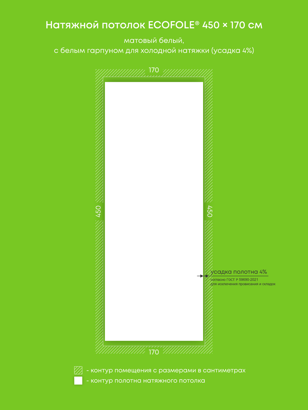 Матовый натяжной потолок 7.7 м2