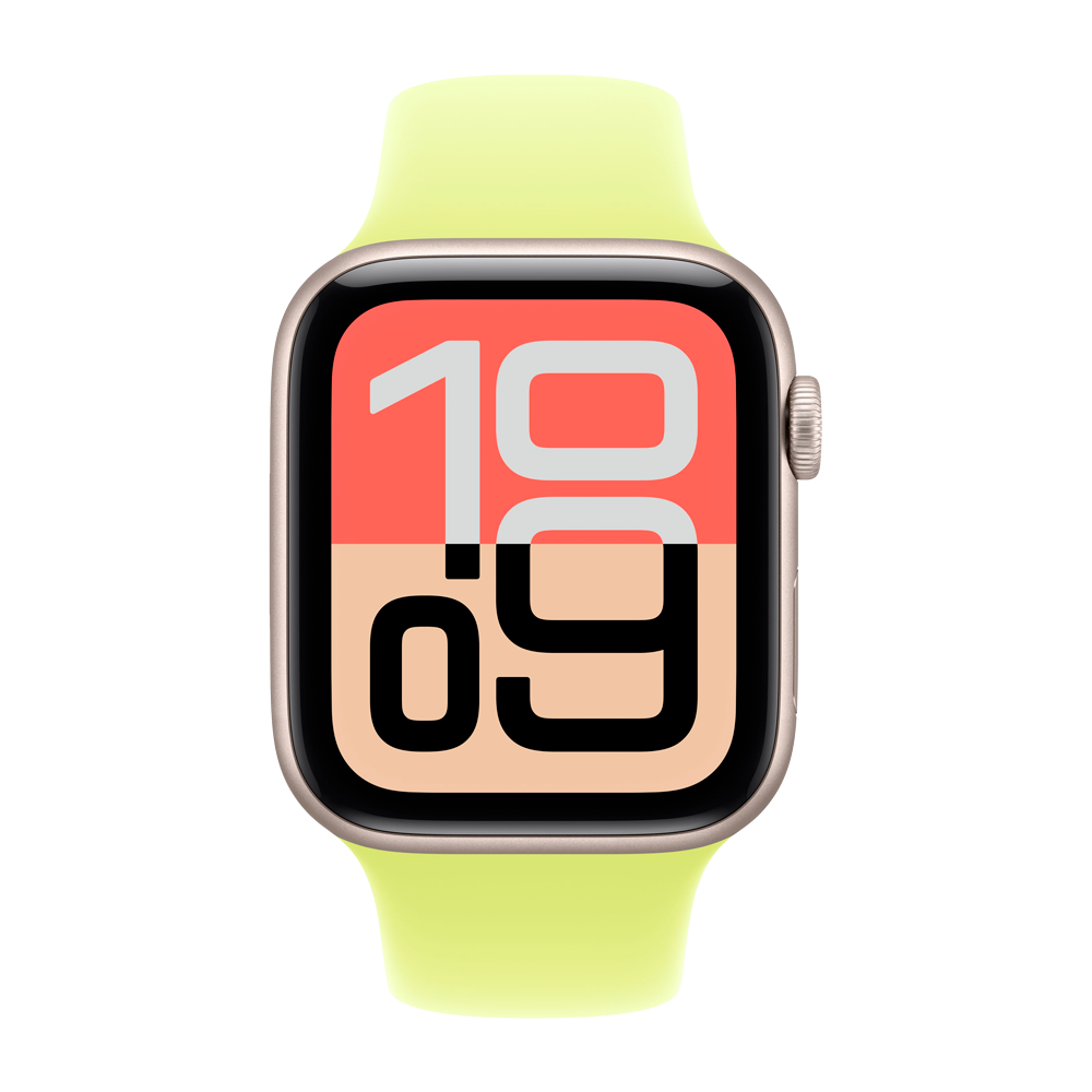 Умные часы Apple Watch SE 3 (2025) GPS, 44mm, Starlight Aluminium Case with Neon Yellow Sport Band, M/L