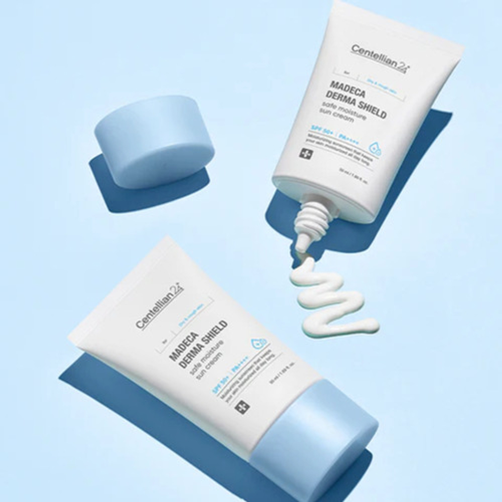 Centellian24 Крем для лица солнцезащитный - Madeca derma shield safe moisture sun cream, 50мл
