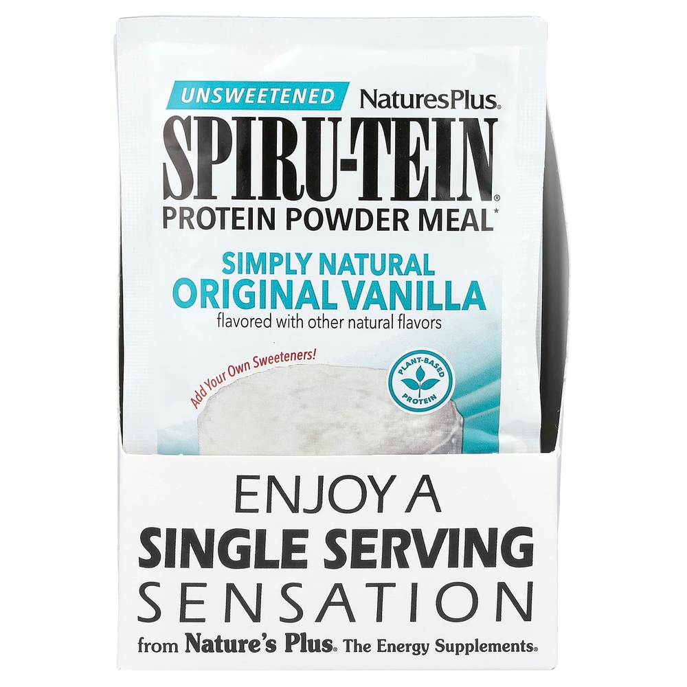 NaturesPlus, Spiru-Tein®, протеиновый порошок для приема пищи, несладкий, ваниль, 8 пакетиков по 23 г (0,8 унции)