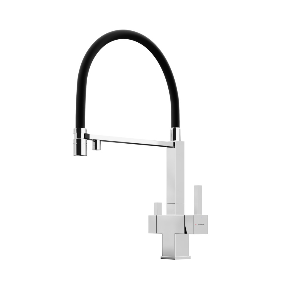Смеситель для кухни Sancos Moro с гибким изливом, цвет хром/черный, арт. SC4006CH