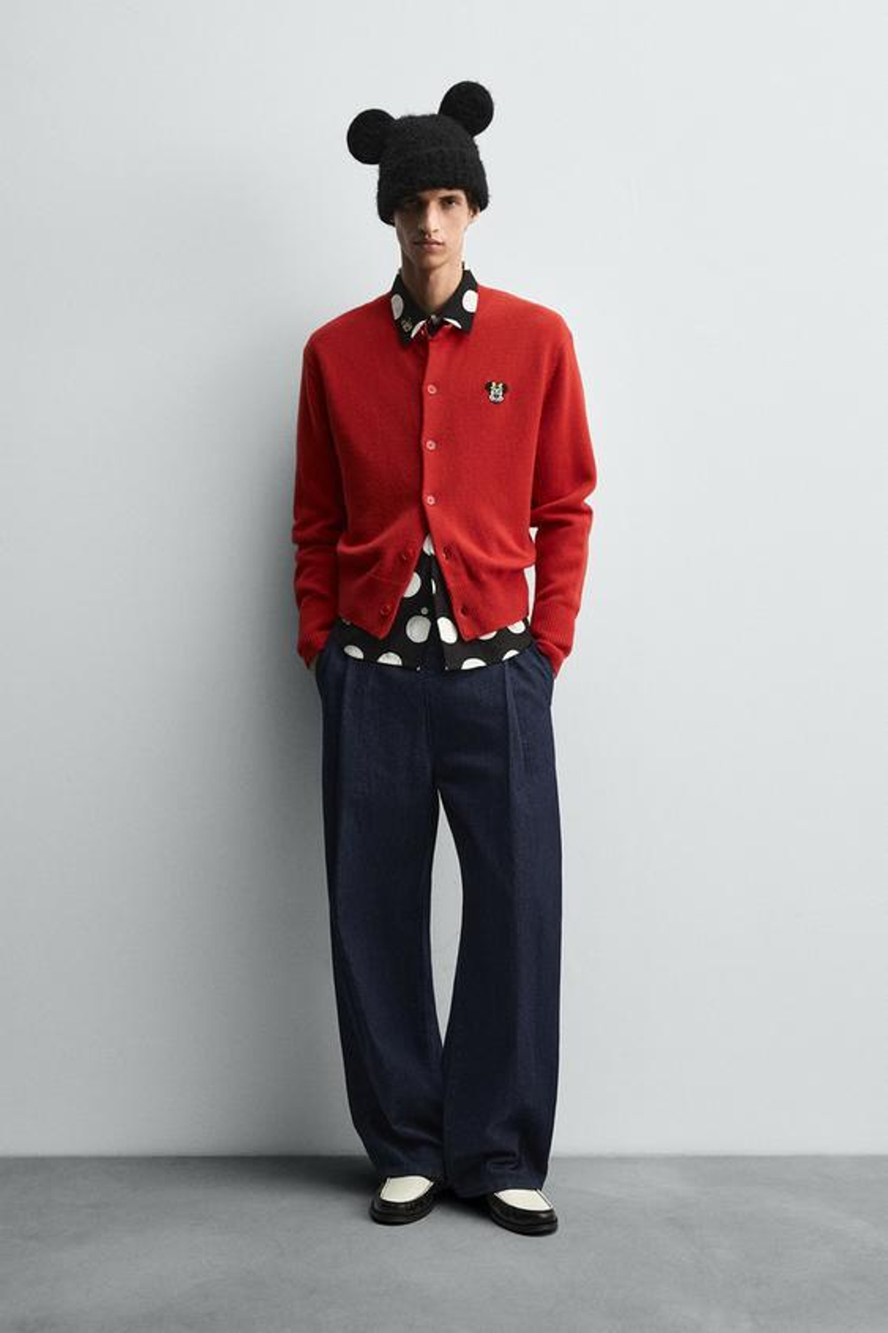 ZARA HARRY LAMBERT X DISNEY КАРДИГАН С НАШИВКОЙ MINNIE MOUSE, КРАСНЫЙ