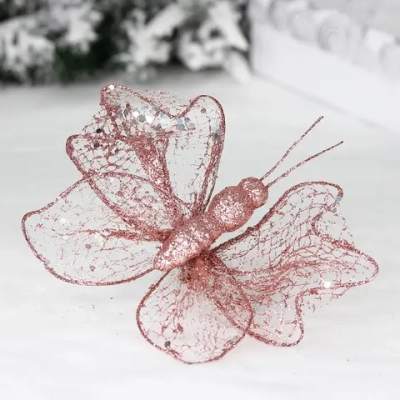 Украшение новогоднее «Сияющая бабочка» 18*15 см, Розвоое золото