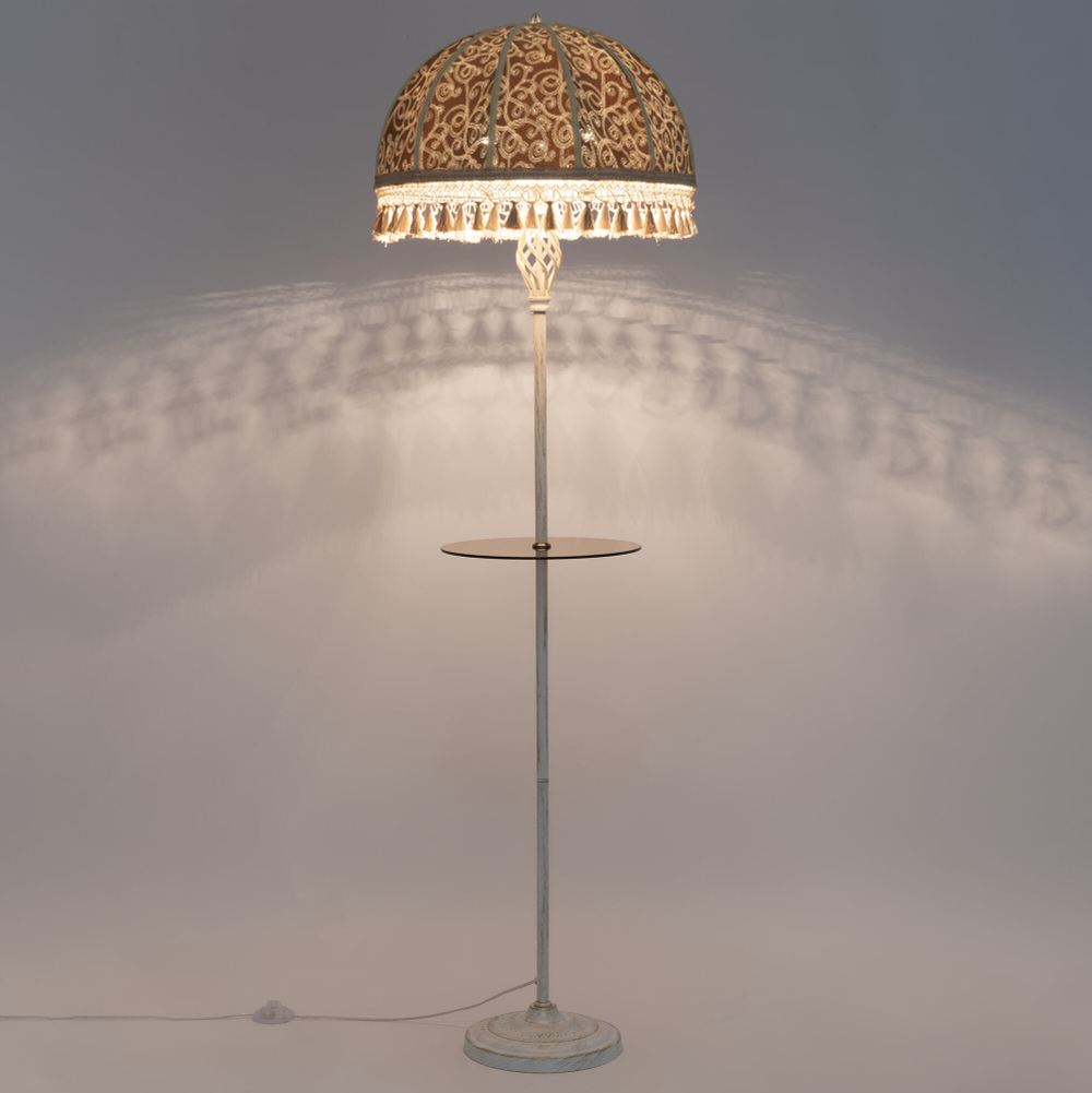 Citilux Базель CL407925T Торшер патина со столиком и абажуром Вышивка