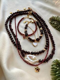 Браслет Гранатовое сердце с фианитом