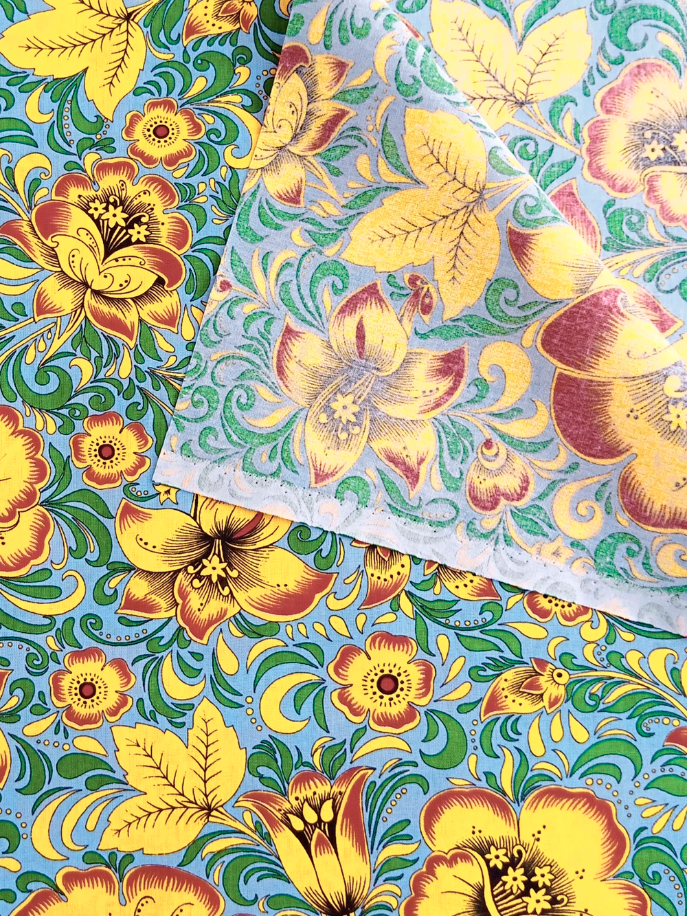 Ткань бязь плательная, рис. "Хохлома", ширина 150 см, арт. 34.4