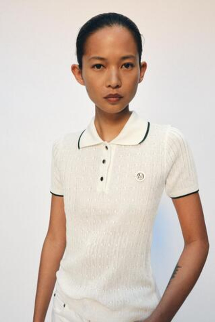 ZARA ПОЛО В РУБЧИК С КОНТРАСТНЫМ УЗОРОМ ZA, ЗЕЛЕНЫЙ/ЭКРЮ