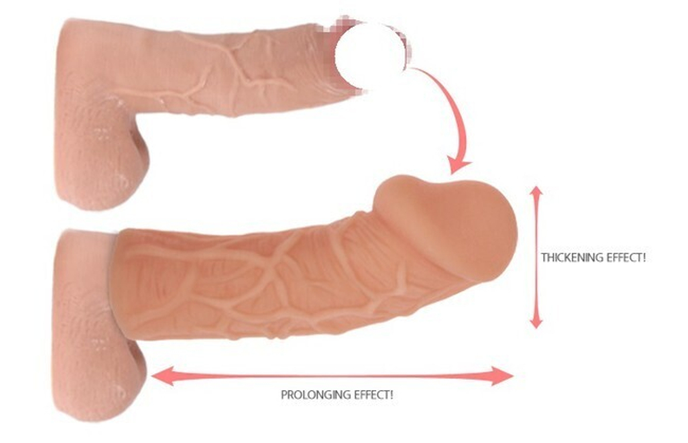 Увеличивающая насадка-реалистик на член размер M, Kokos "Extreme Sleeve" (Цвет: телесный)