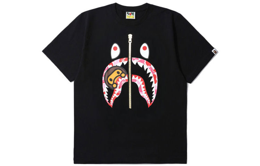 A Bathing Ape Abc Camo Milo Shark Tee черный красный