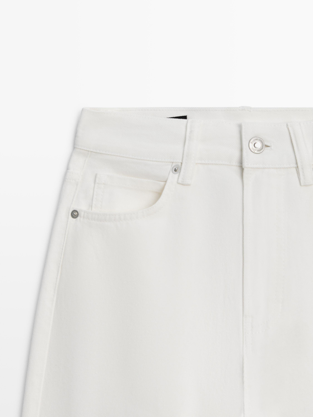 Massimo Dutti Джинсы с высокой талией и расклешенным кроем, белый