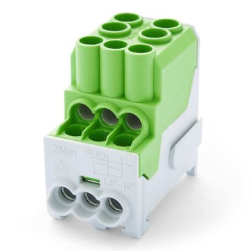 Клеммный (распределительный) блок 1-полюсный 100A зеленый Schrack Technik IKB01025PE