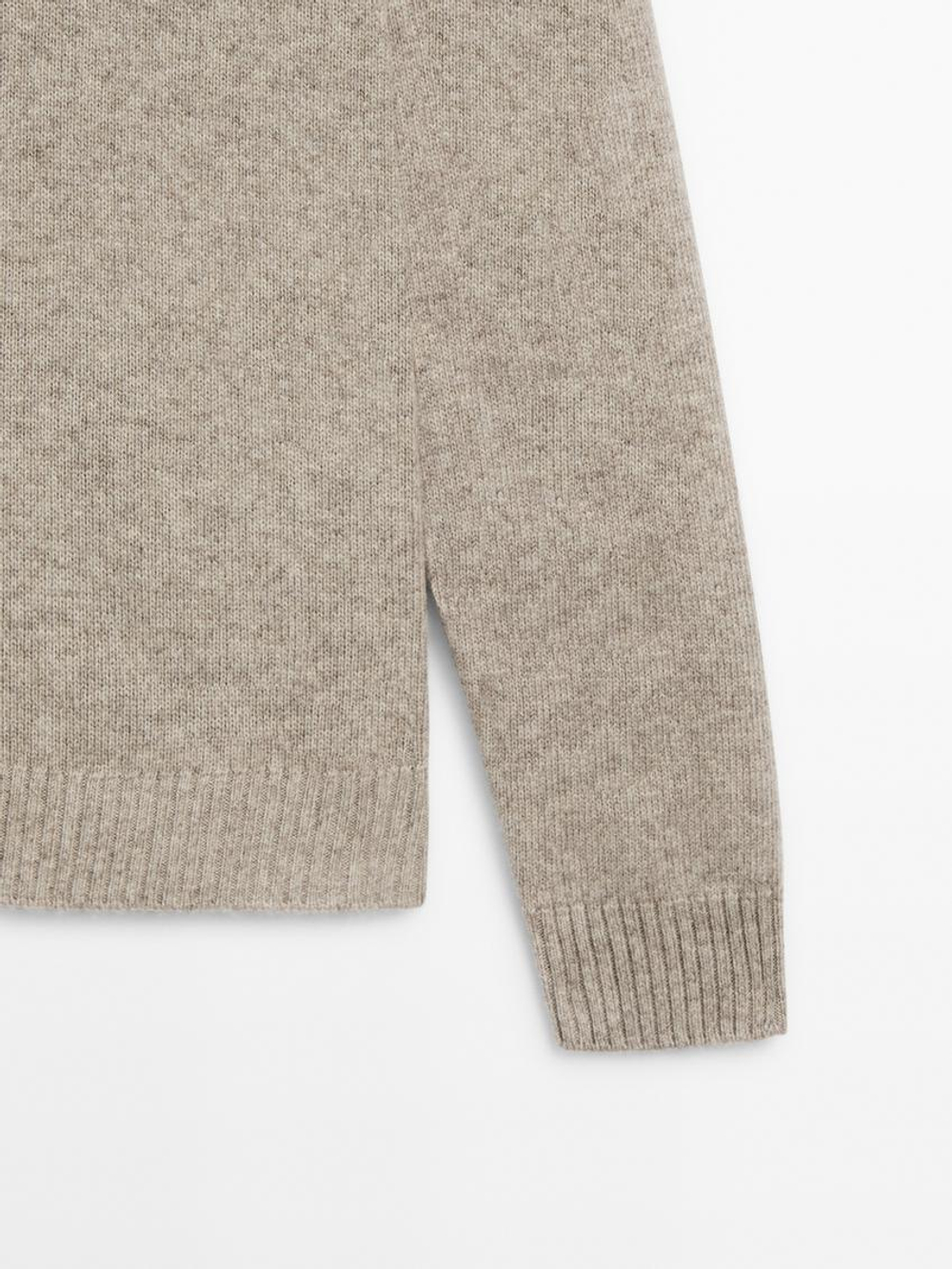 Massimo Dutti Легкий свитер с воротником поло, песочно-коричневый