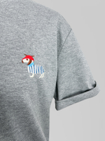 Футболка Yixuan 2233 однотонная с принтом на груди и подворотами на рукавах