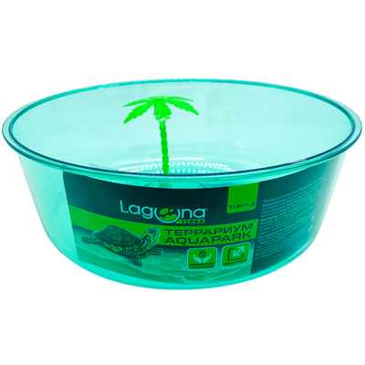 Террариум Aquapark открытый круглый для черепах d220*80мм, зеленый, Laguna Terra