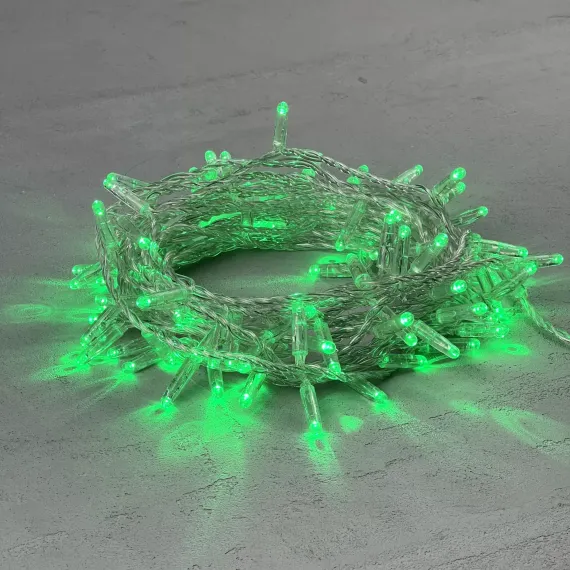 Светодиодная гирлянда с колпачком 100 зеленых LED ламп 10 м., 220-230 В., прозрачный провод ПВХ, IP65, LTC (PST100CAP-10-2G)