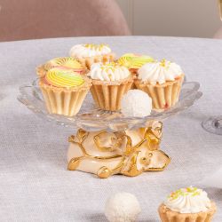 Фруктовница Орхидея Лайм Айвори с чашей из стекла