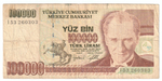 Turkey, 100 000 Lira, 1996 - 1999, F