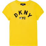 Футболка DKNY Желтый/Термопринт: черный логотип Девочка
