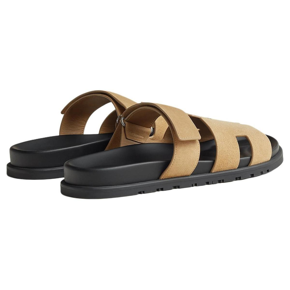 Hermes Chypre suede fashion and comfortable one-word slippers men's brown, H222856Z HVD