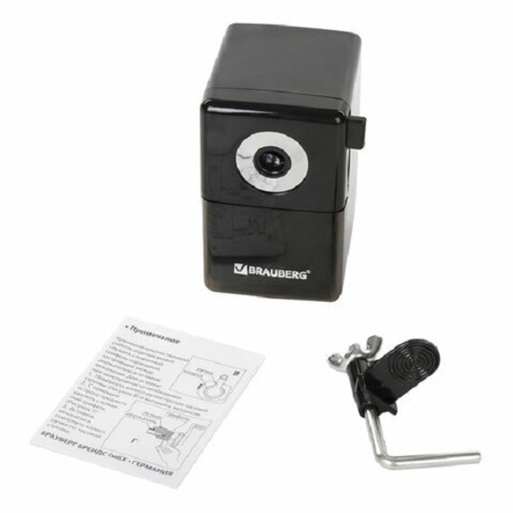 Точилка механическая Brauberg BlackJack, пласт. корпус, со струбциной, черный, инд. упак.