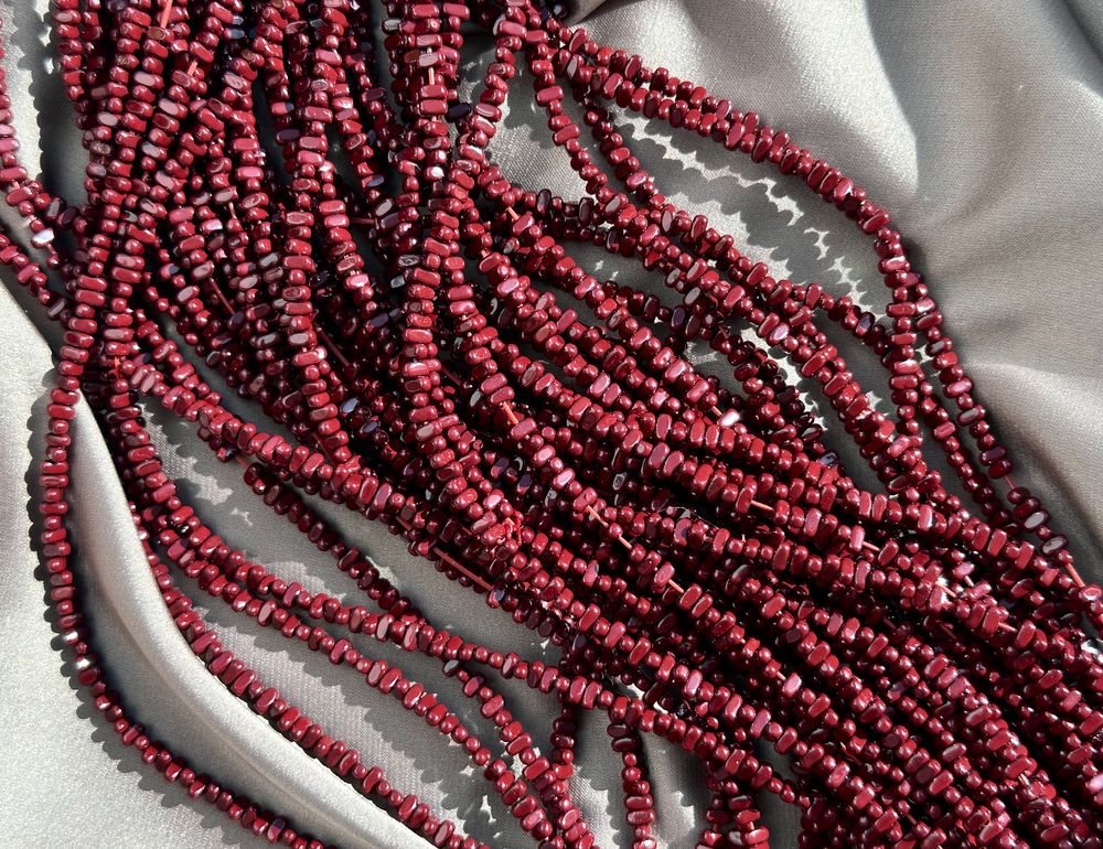 Нить гематитовых бусин "Спелая вишня", галтовка 4мм