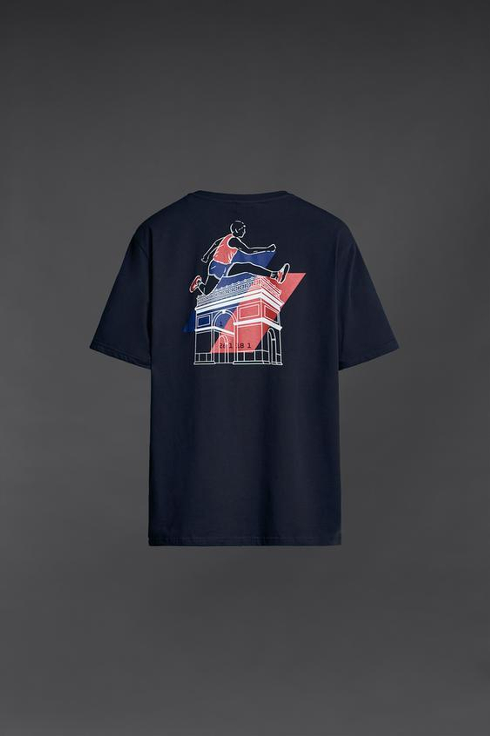 ZARA ФУТБОЛКА С ПРИНТОМ PARIS, МОРСКОЙ СИНИЙ