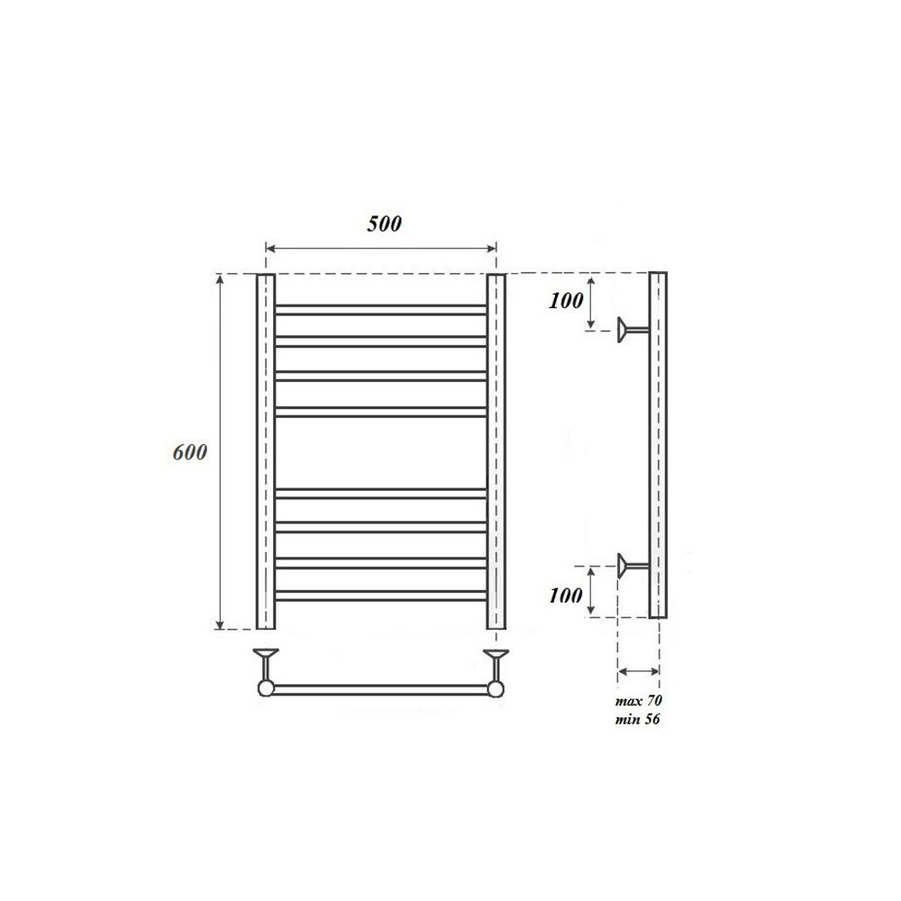 Полотенцесушитель водяной Point Аврора PN10156S П8 500x600, хром