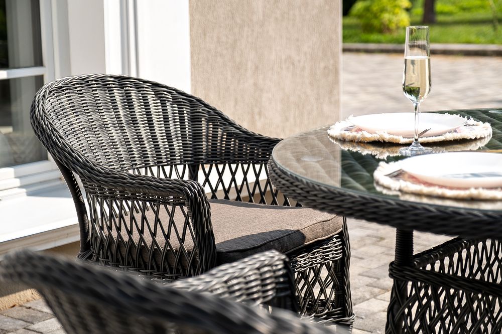 "Дольче" обеденная группа из искусственного ротанга, цвет графит