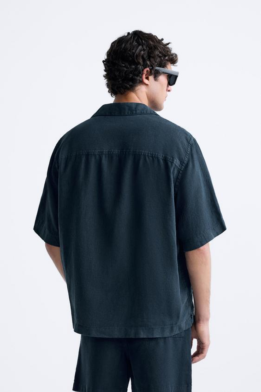 ZARA РУБАШКА ИЗ 100% ЛЬНА, МОРСКОЙ СИНИЙ