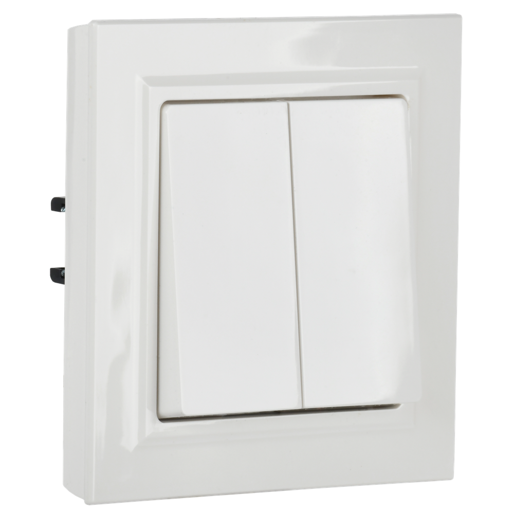 BRITE Выключатель 2-клавишный 10А в сборе ВСР10-2-0-БрБ белый IEK