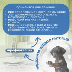 Таблетки для лечения инфекционных заболеваний у собак мелких пород и кошек со вкусом мяса Энроксил 15мг (KRKA), 10 таблеток Энрофлоксацин