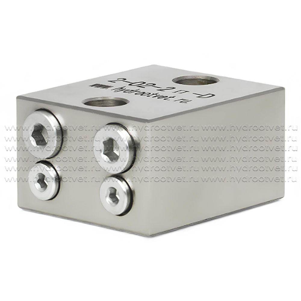 2-02-2П-D - Питатель модульного исполнения для двухлинейных смазочных систем с рабочим давлением 200 бар, количество выходов 2, максимальная доза на выход 2 мл/цикл, с винтом с фиксированной настройкой