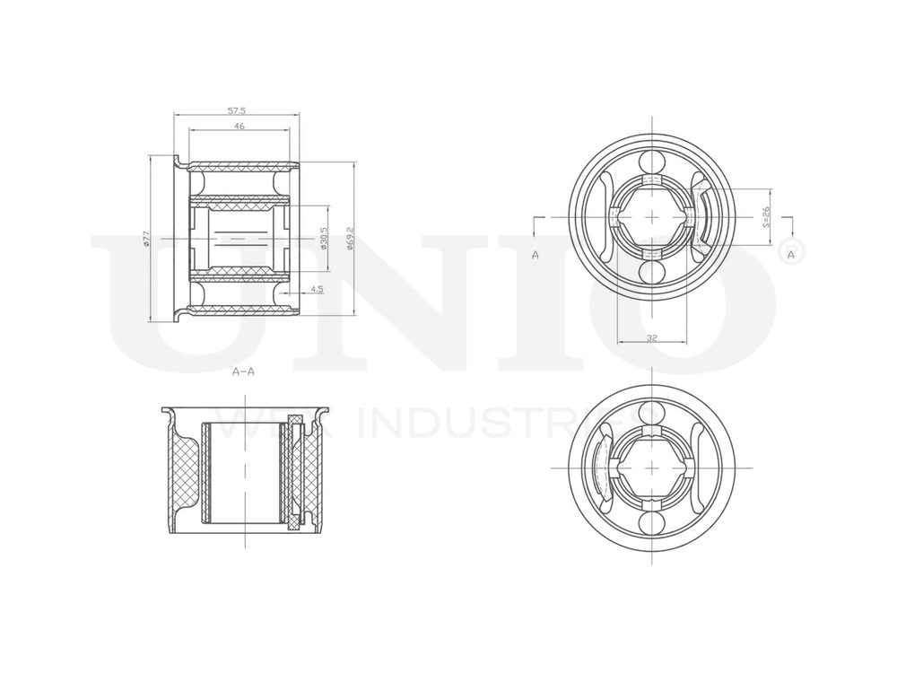 Сайлентблок задний переднего верхнего рычага UNIO RMP-20285