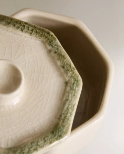 ZARA HOME КЕРАМИЧЕСКАЯ САХАРНИЦА С КРЫШКОЙ, ЗЕЛЕНЫЙ