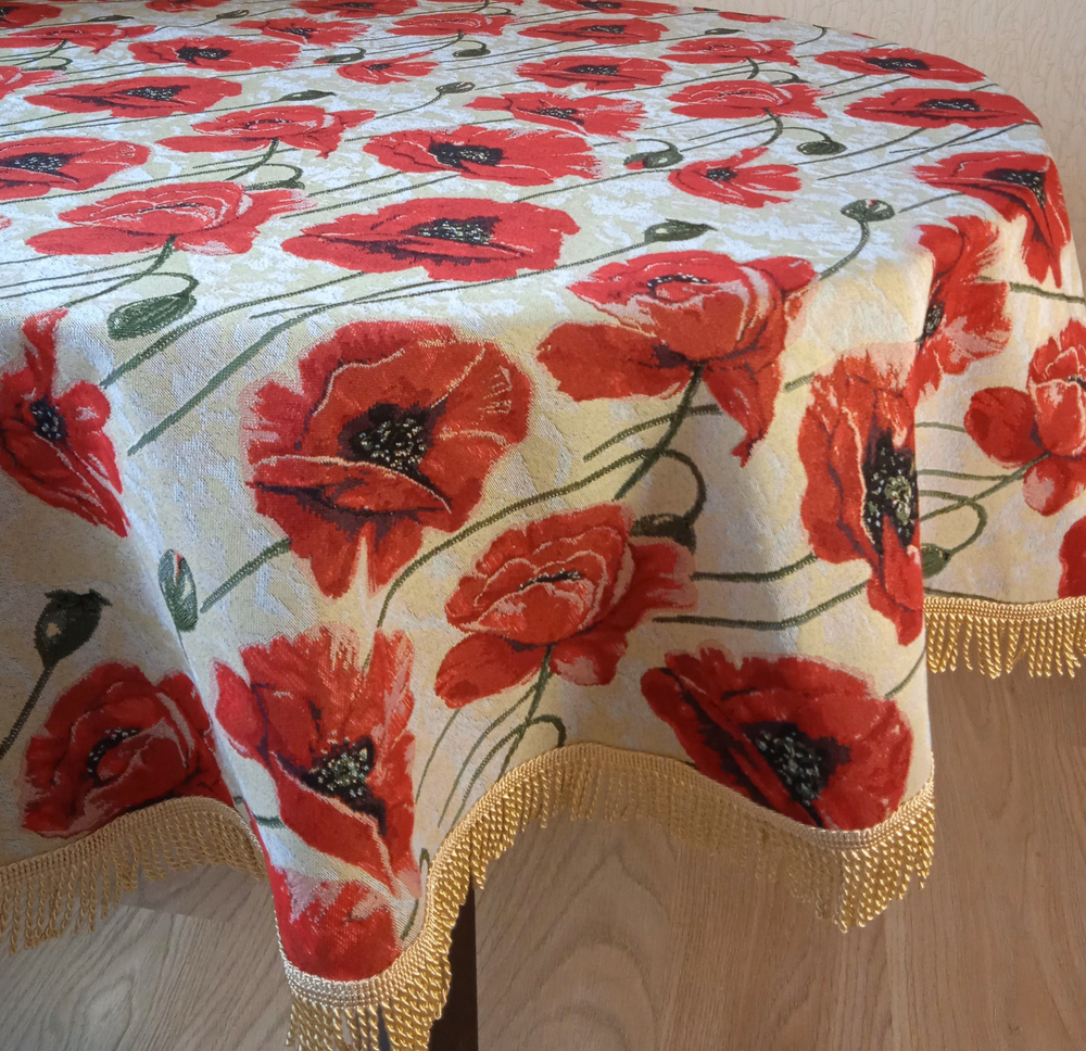 Гобеленовая скатерть Маки D 200 см