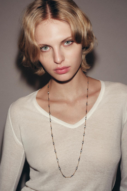 ZARA МЕТАЛЛИЧЕСКОЕ ОЖЕРЕЛЬЕ С КРИСТАЛЛАМИ, ЗОЛОТИСТЫЙ