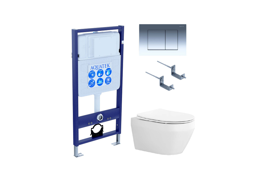 Set AQUATEK ЛЕЯ (рама AQUATEK Standard INS-0000012 с звукоиз.прокладкой+крепеж KKI-0000002+кнопкаKDI-0000010+унитаз ЛЕЯ AQ1199-00 с крышкой-сиденьем soft-close)