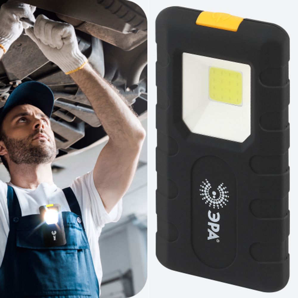 Светодиодный фонарь ЭРА Рабочие Практик RB-707 на батарейках, магнит, клипса - держатель | Рабочие  фонари