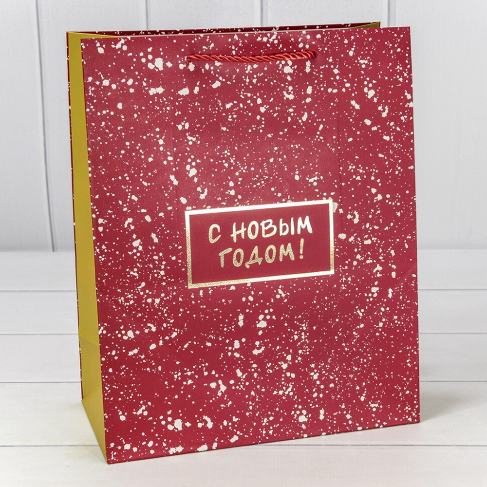 Пакет подарочный 32 х 26 х 13 см "Новый год" (Красный)