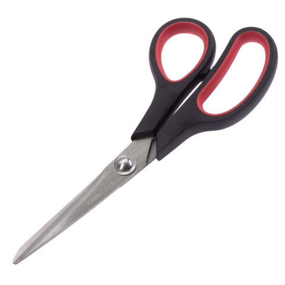 Ножницы ОФИСМАГ "Soft Grip", 190 мм, резиновые вставки, черно-красные, 3-х сторонняя заточка, 236456