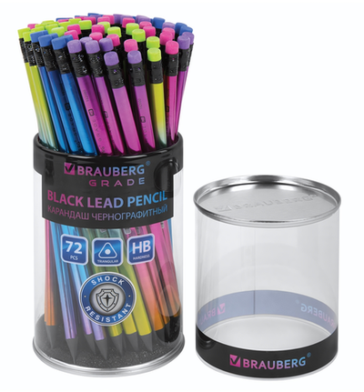Карандаш ч/г HB "Grade Metallic" трехгранный, корпус в ассортименте (BRAUBERG)