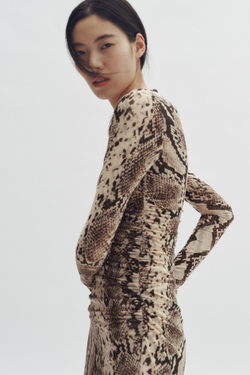 H&M - Stella McCartney Платье из сетчатой ​​ткани с узором под змеиную кожу, бежевый