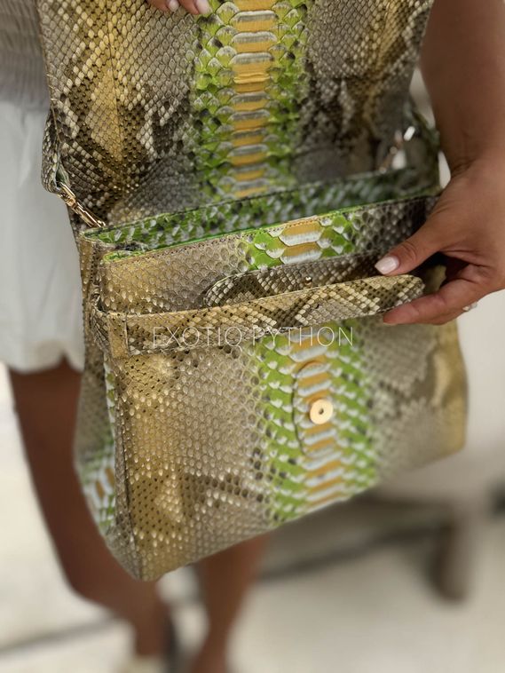 Сумка из натуральной мульти кожи питона BG-512