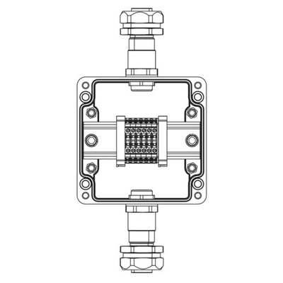Взрывозащищенная клеммная коробка из полиэстера TBE-P-03-(6xCBC.2)-1xKAEPM2MHK-20(A)-1xKAEPM2MHK-20(C)1Ex e IIC Т5 Gb / Ex tb IIIC T95°C Db IP66/КЗ